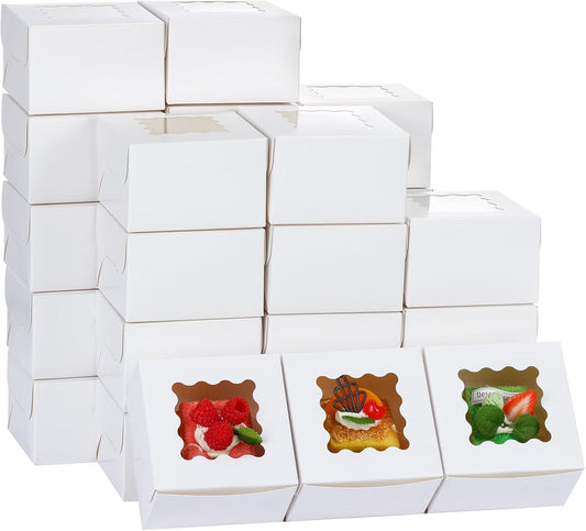 200pcs White Cookie Boxes with Window for Pastries and Treats