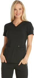 Iflex Scrubs for Women V-Neck Top with Stretchy Knit Sides - Comfort