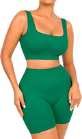 FeelinGirl Seamless Ribbed Workout Set Women - High Waist Shorts & Bra