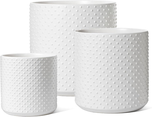 LE TAUCI Ceramic Plant Pots Indoor Set of 3 for All Plants