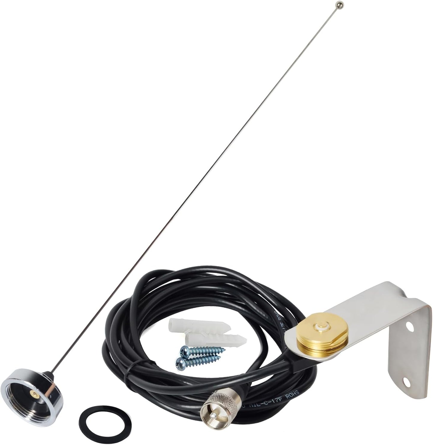 HYS NMO 2M VHF-Band Antenna with Stainless Steel L-Bracket