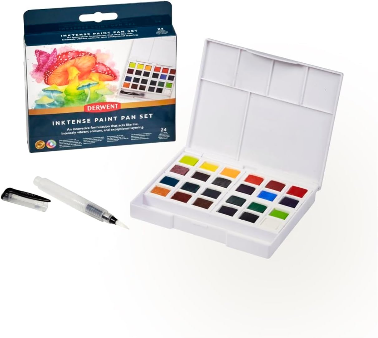 Inktense Paint Pan Set by Derwent - 24 Assorted Colors for Artists