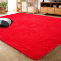 Ultra Soft Indoor Modern Area Rug 5.3x7.5 ft - Fluffy Red