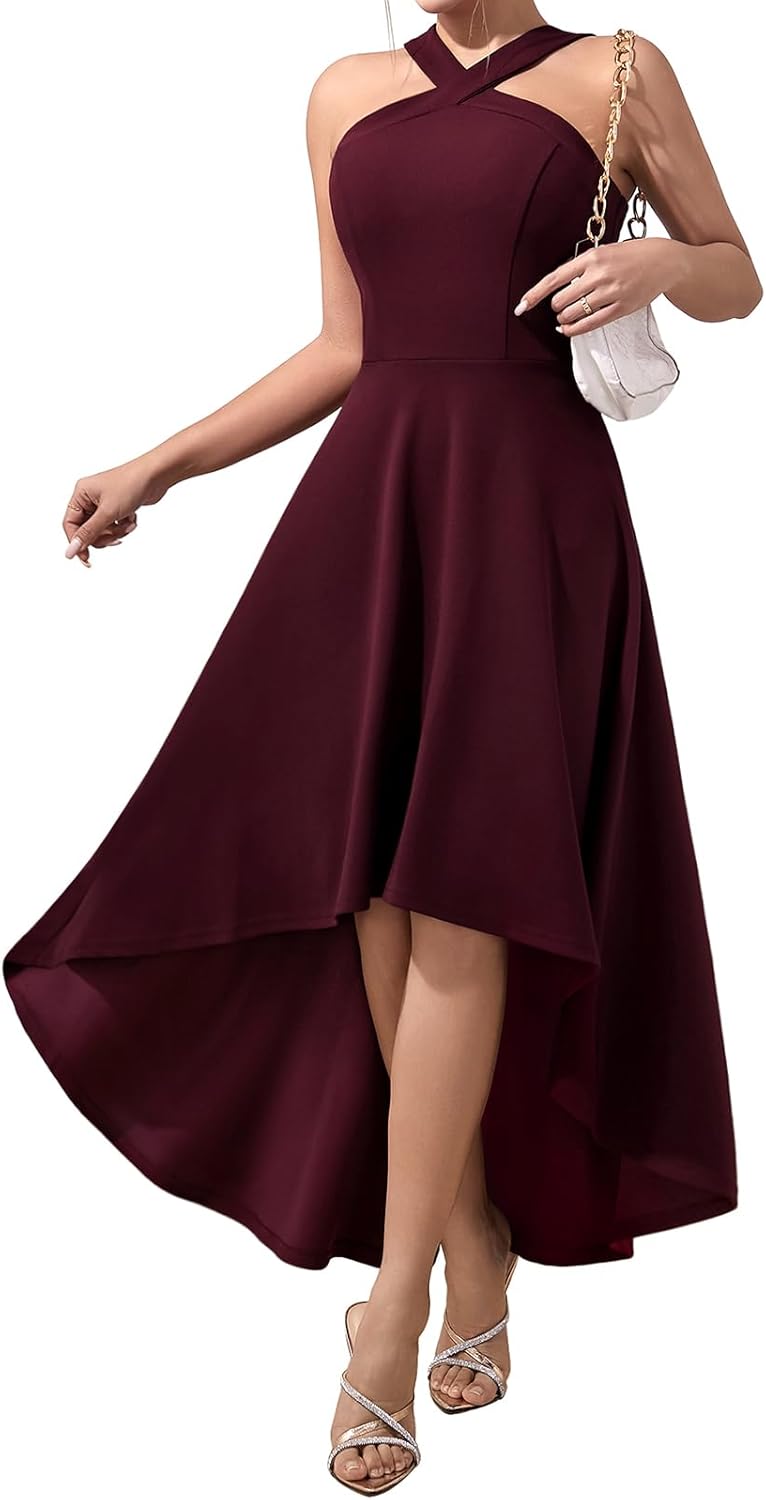 DRESSTELLS Womens Halter Cocktail High Low Homecoming Dress