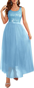 Sequin Dress for Woman Vintage A Line Maxi - Sparkly Mesh Gown