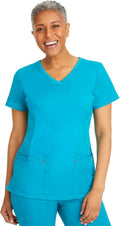 Healing Hands Women's Scrub Top V-Neck with Yoga Knit Panels - Slim