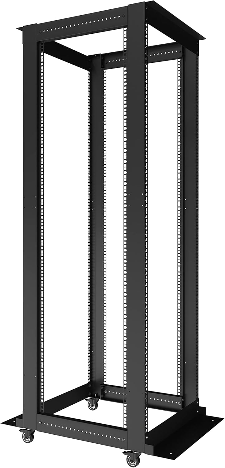 Sysracks 4 Post Open Frame Server Rack with Wheels for IT Gear