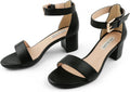 JOY IN LOVE Women's Chunky Low Heels Ankle Strap Sandals - 2in Comfort