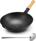 Iron Wok 13.38 in Traditional Round-Bottom Wok - Chef-Grade Carbon
