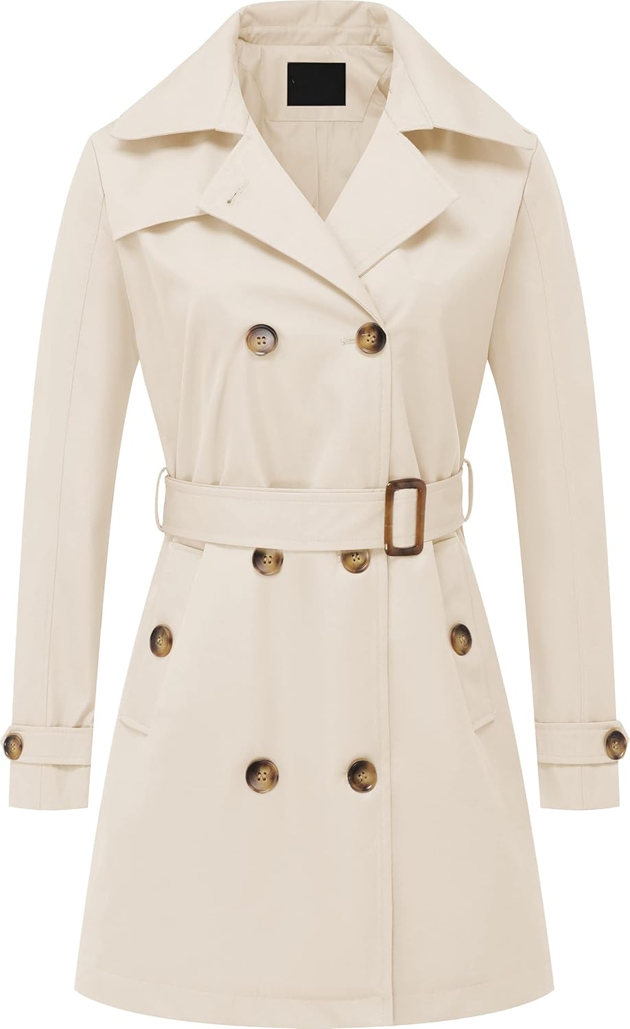 Stylish Women's Double Breasted Trench Coat with Detachable Hood