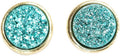 Druzy Quartz Stud Earrings Aqua Blue - Genuine Drusy Gemstone