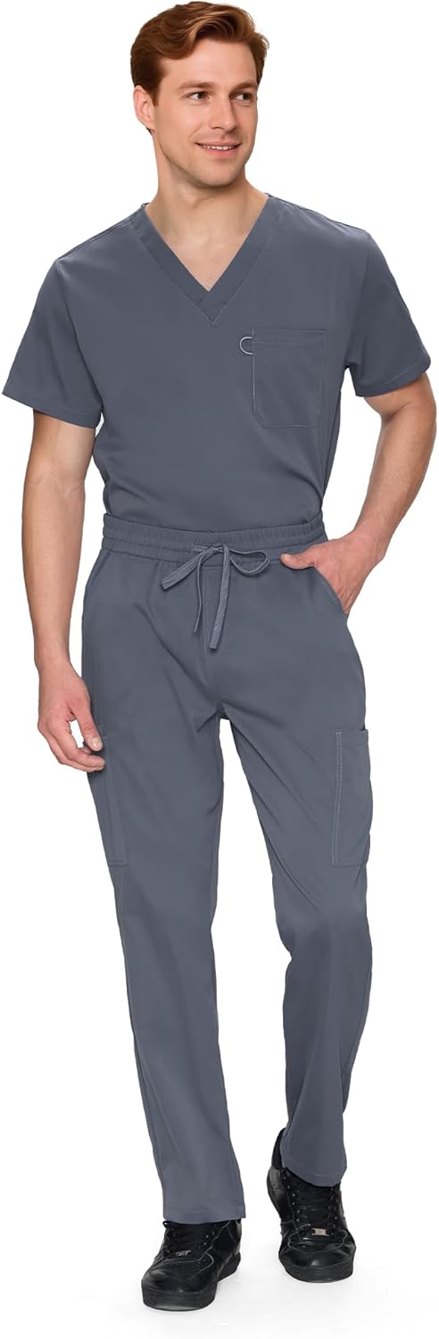 COZYFIT Scrubs for Men - V-Neck Top and Straight Leg Pants