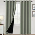 100% Blackout Thermal Insulated Curtains 84 in Length - Light Sage