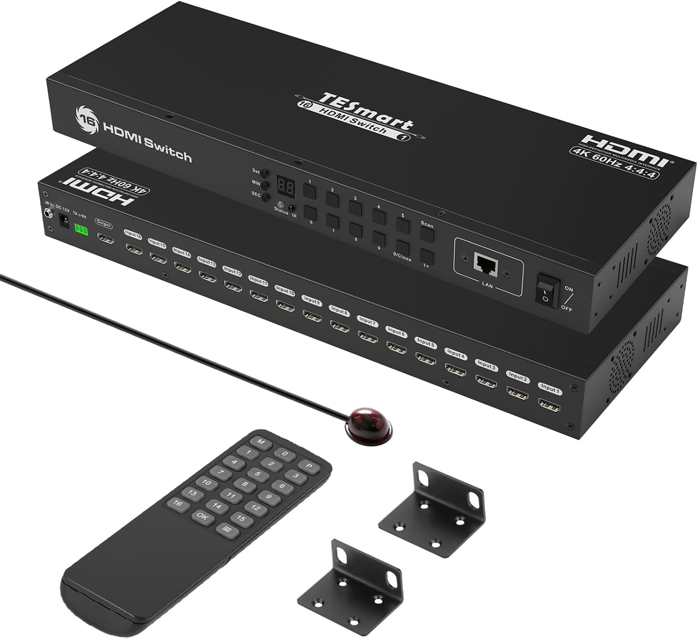 TESmart 16 Port HDMI Switch with IR Remote for 4K 60Hz Video
