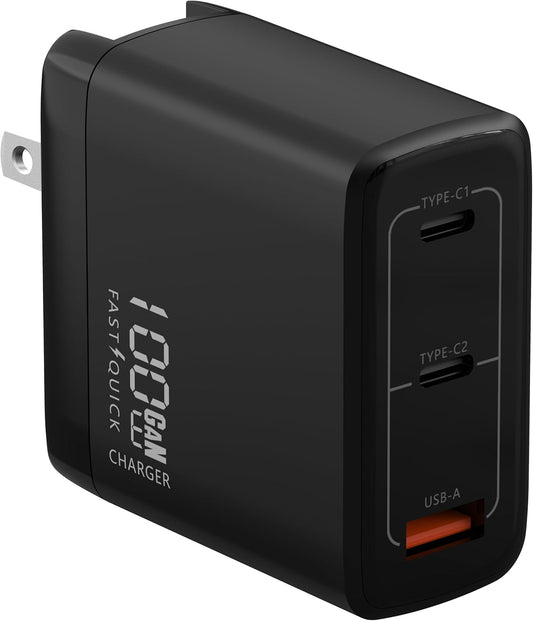 Fast 100W Dual USB-C Charger for Laptops and Smart Devices