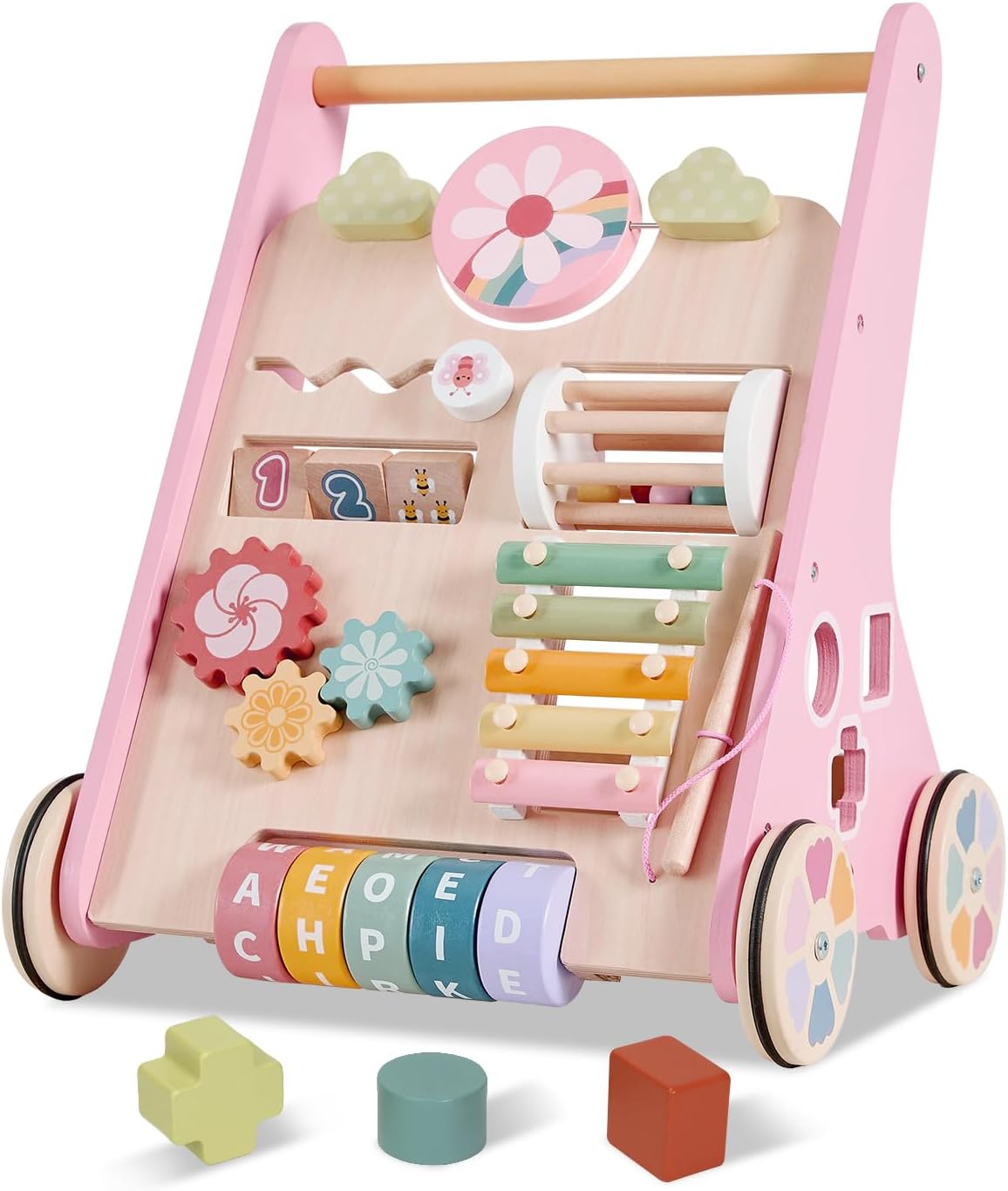 Wooden Baby Walker for Toddlers - Montessori Push Toy Gift