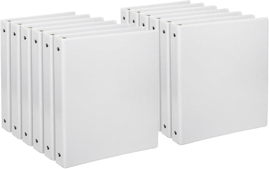 12-Pack White Binders for Paper Organization