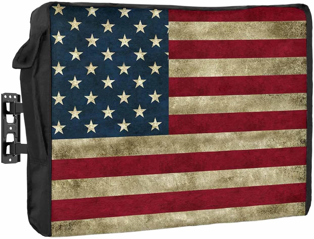 Outdoor TV Cover - American Flag Waterproof Shield for 80-85 in TVs