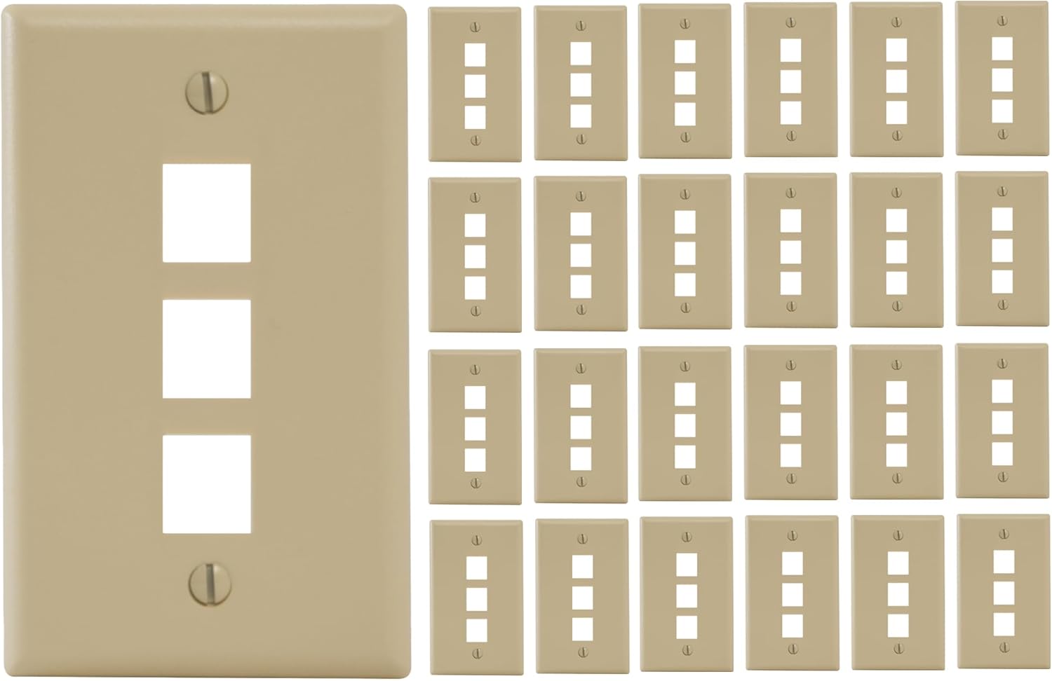 ICC 3-Port Keystone Wall Plate for Ethernet and Video Connections