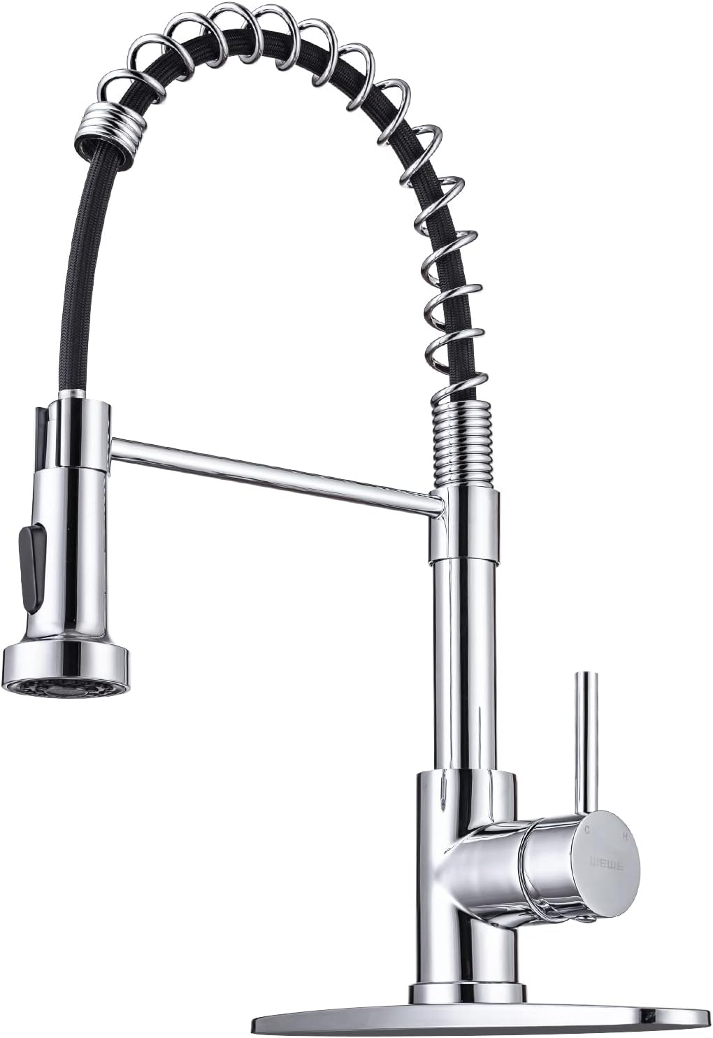 WEWE Chrome Kitchen Faucet with Pull Down Sprayer for Sinks
