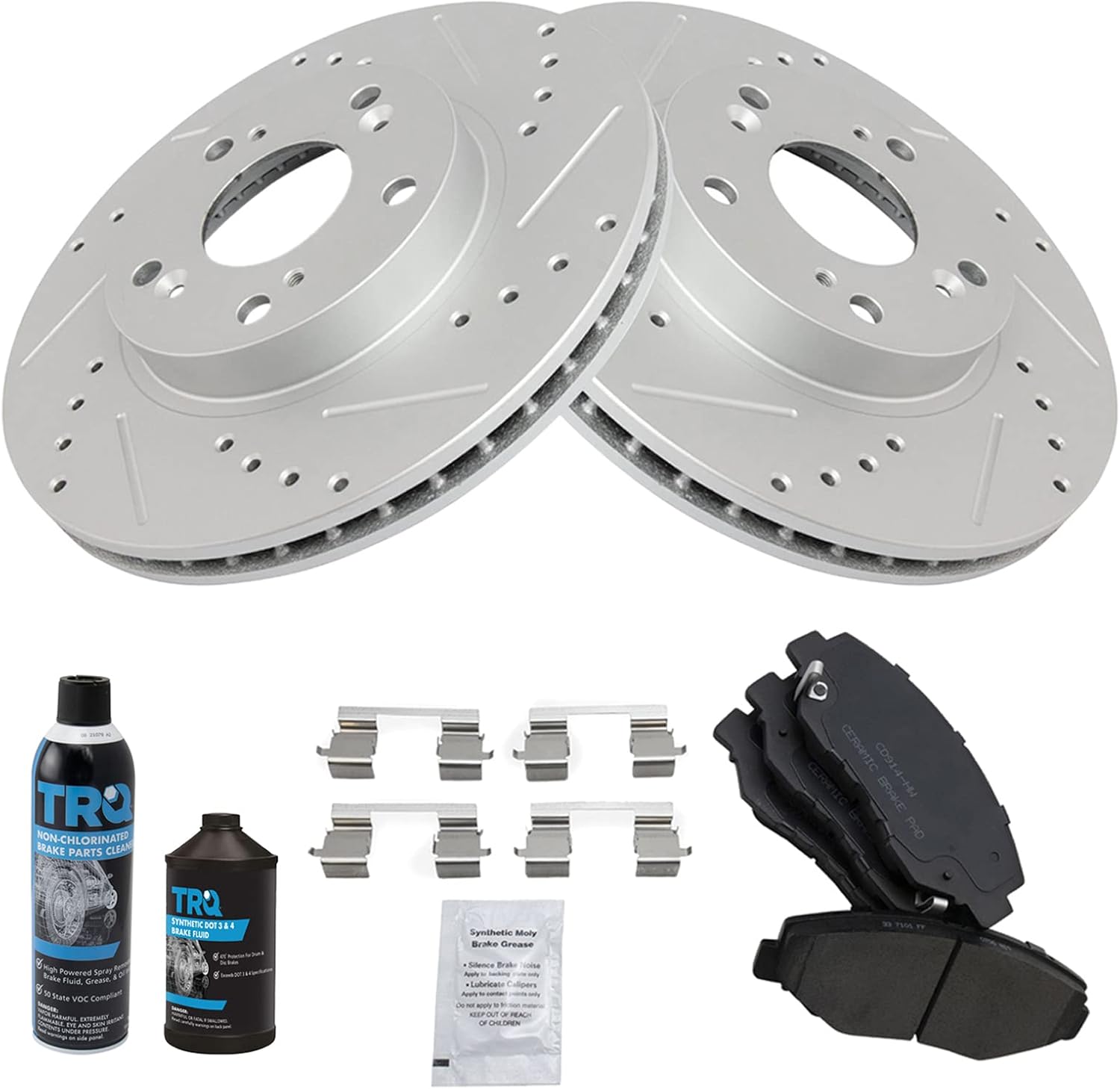 TRQ Front Performance Brake Pad & Rotor Kit for Honda CR-V