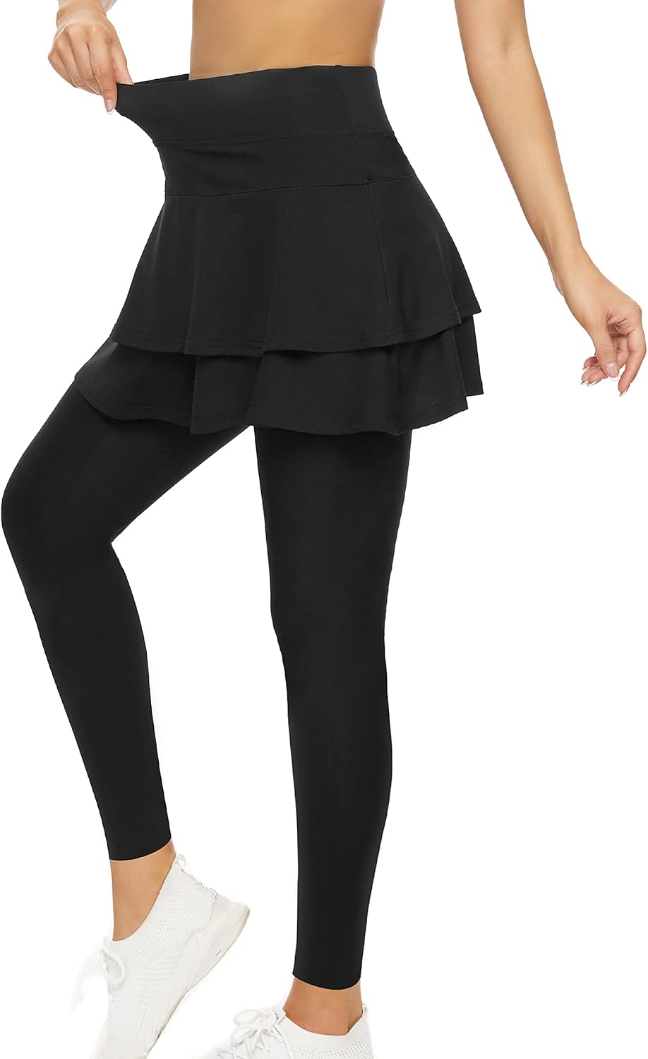 WOWENY Tennis Skirted Leggings with Pockets for Active Women
