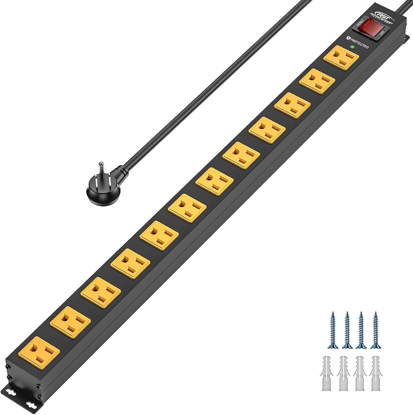 12 Outlet Heavy Duty Long Power Strip Surge Protector for Safety