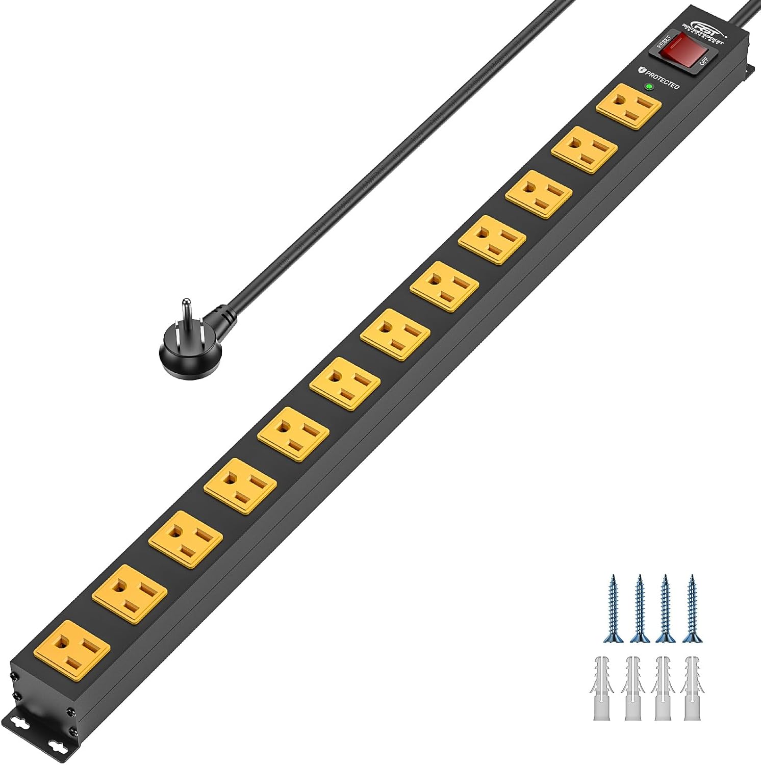 12 Outlet Heavy Duty Long Power Strip Surge Protector for Safety