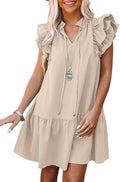 Dokotoo Womens Summer Dress V-Neck Ruffle Drawstring Mini - Chic Fit