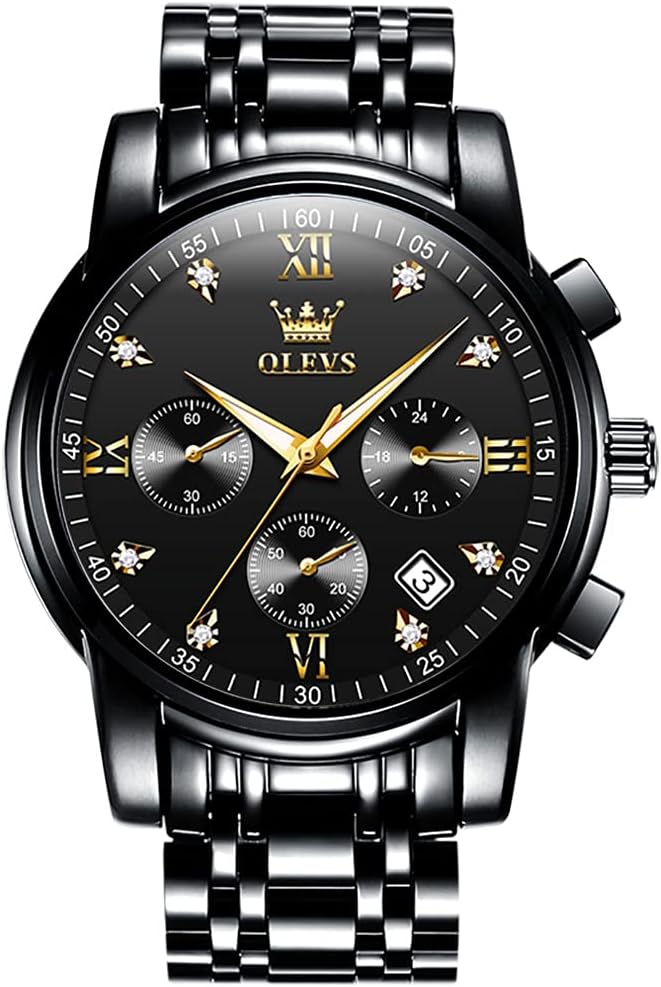 OLEVS Men's Luxury Chronograph Watch - Waterproof, Easy Read, Diamond Dial