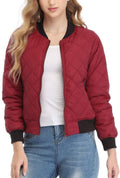 Women's Bomber Jacket Quilted Lightweight Zip Up - Comfortable Warmth