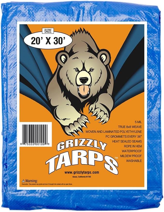 Grizzly Tarps 20ft x 30ft Heavy Duty Waterproof Poly Tarp