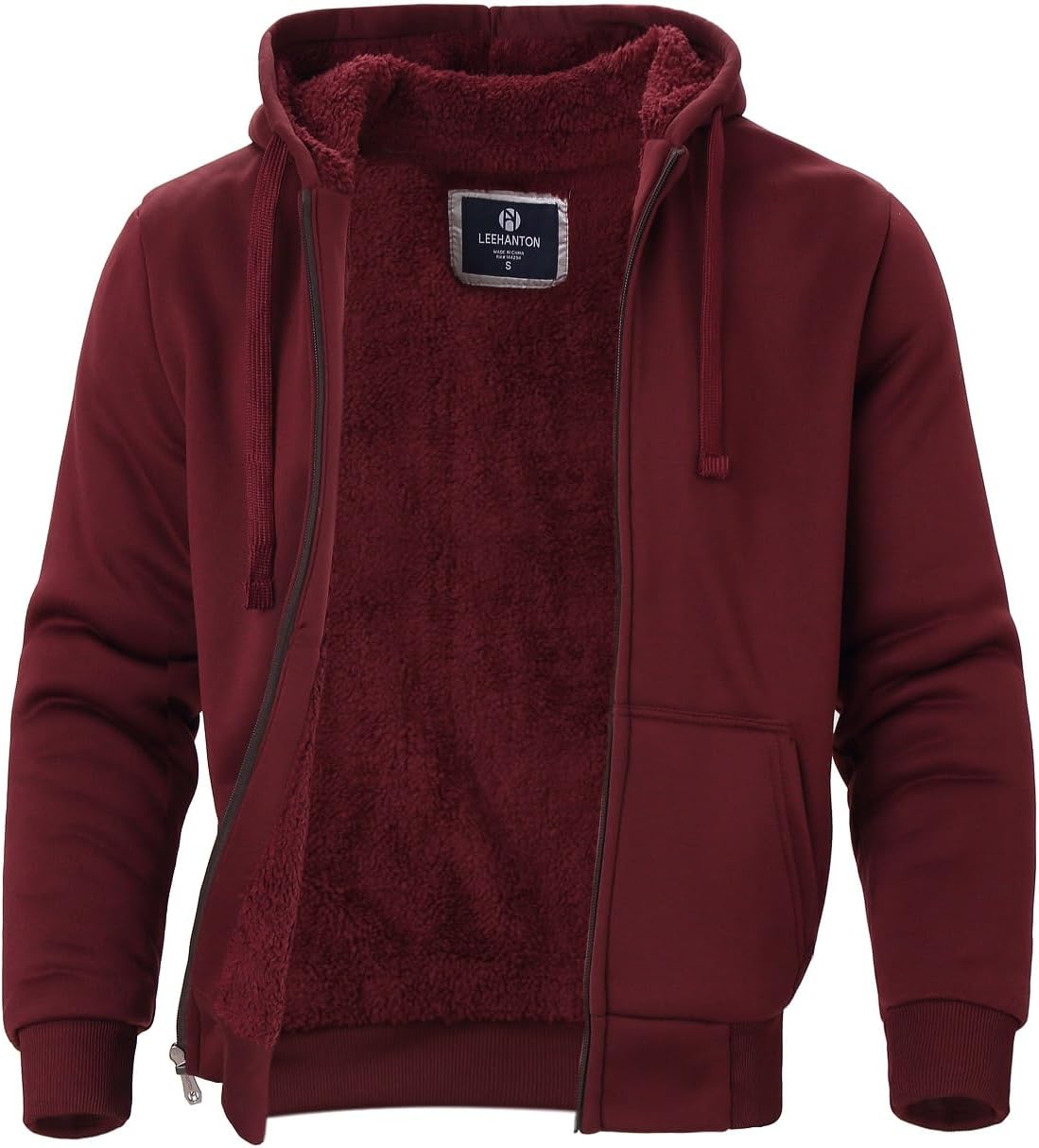 Facitisu Heavyweight Sherpa Lined Fleece Hoodie for Men