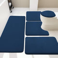 Dark Blue Bathroom Rug Set 5 Piece Memory Foam Bath Mats - Quick Dry