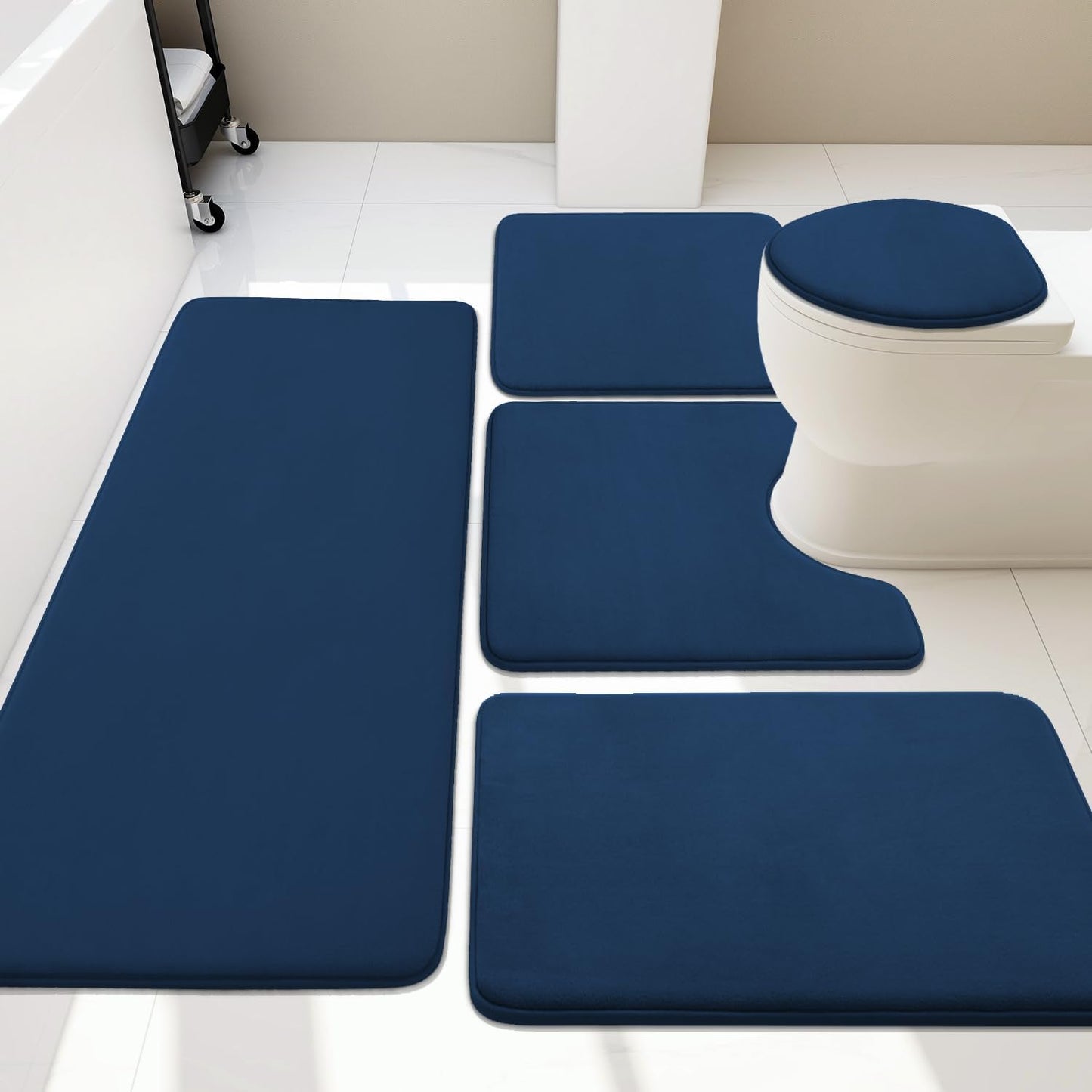 YIHOUSE 5 Piece Bathroom Rug Set - Super Absorbent & Non-Slip