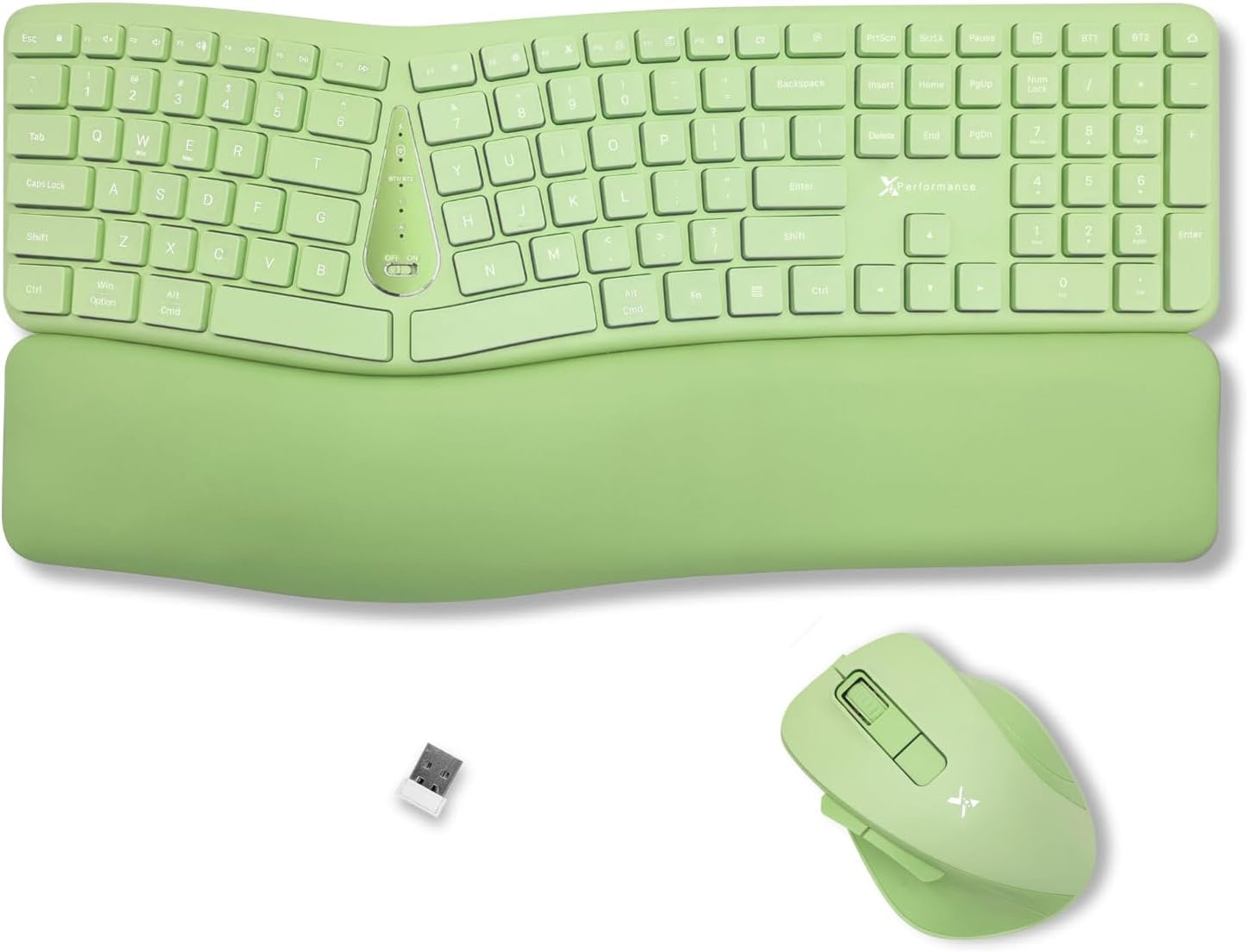 X9 Green Ergonomic Keyboard Mouse Wireless Combo for Comfort