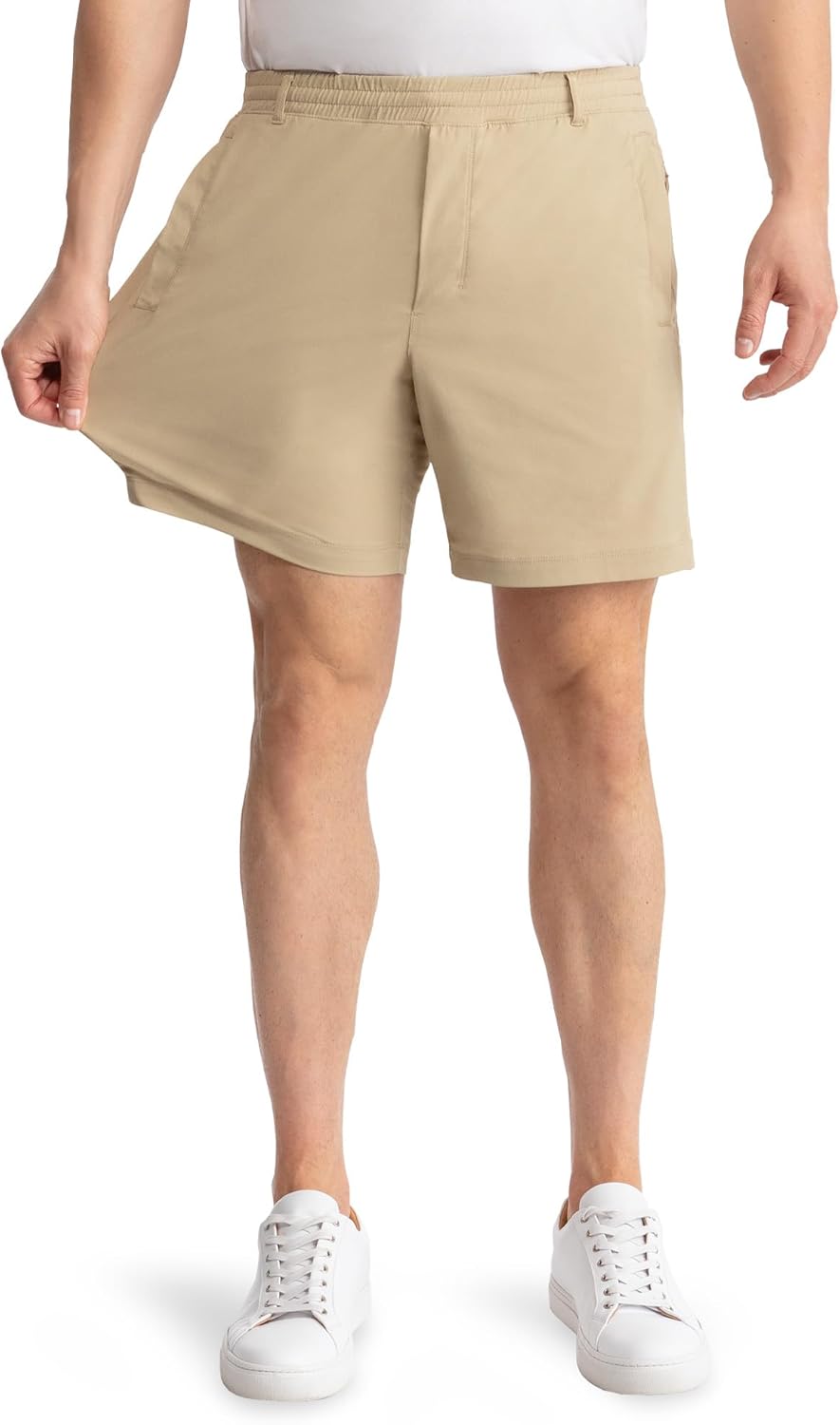 birddogs Mens Khaki Shorts with Built-in Liner for Comfort