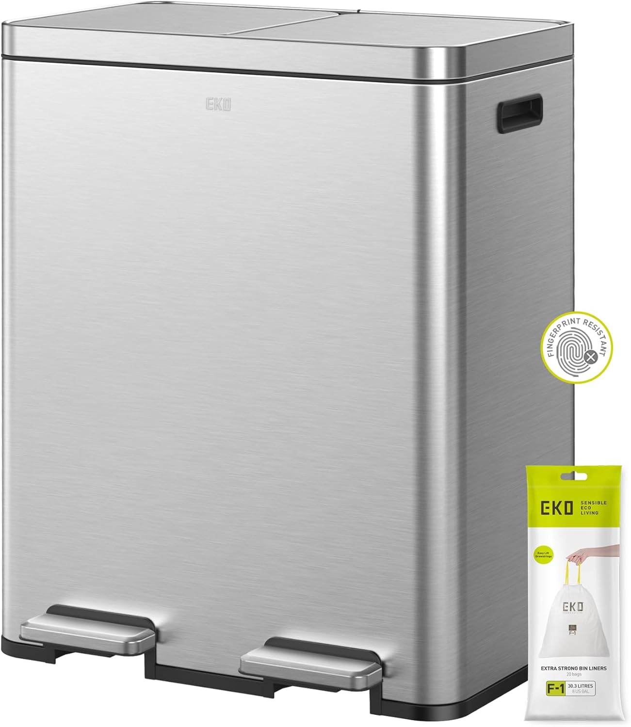 EKO Edison Dual Trash Can for Effortless Recycling and Trash
