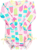 RuffleButts Baby Girls UPF 50+ Long Sleeve One Piece