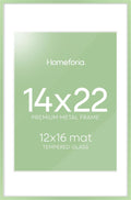 Homeforia 14x22 Picture Frame Sage Green - Matted 12x16 Gallery Look
