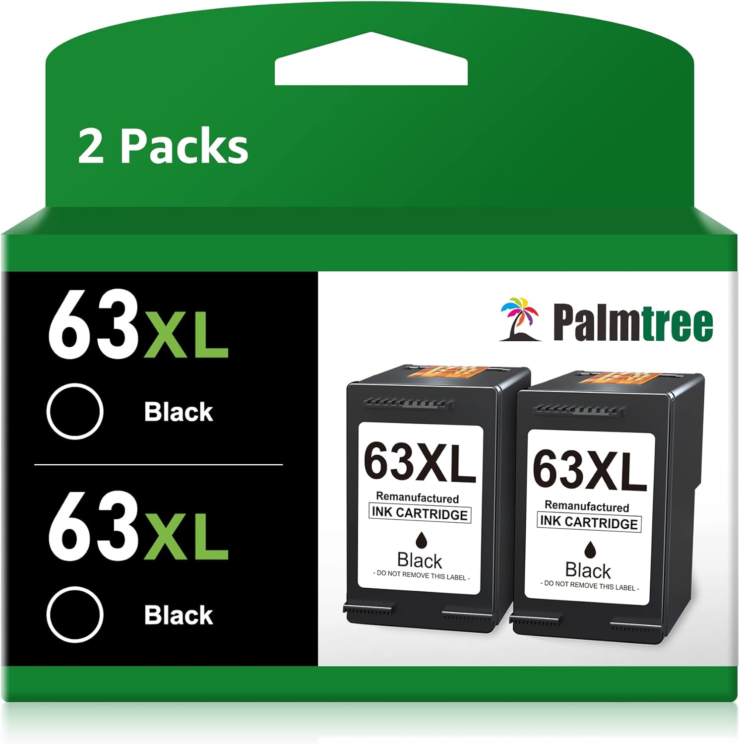 Palmtree Remanufactured Ink Cartridge for HP 63XL Black Ink