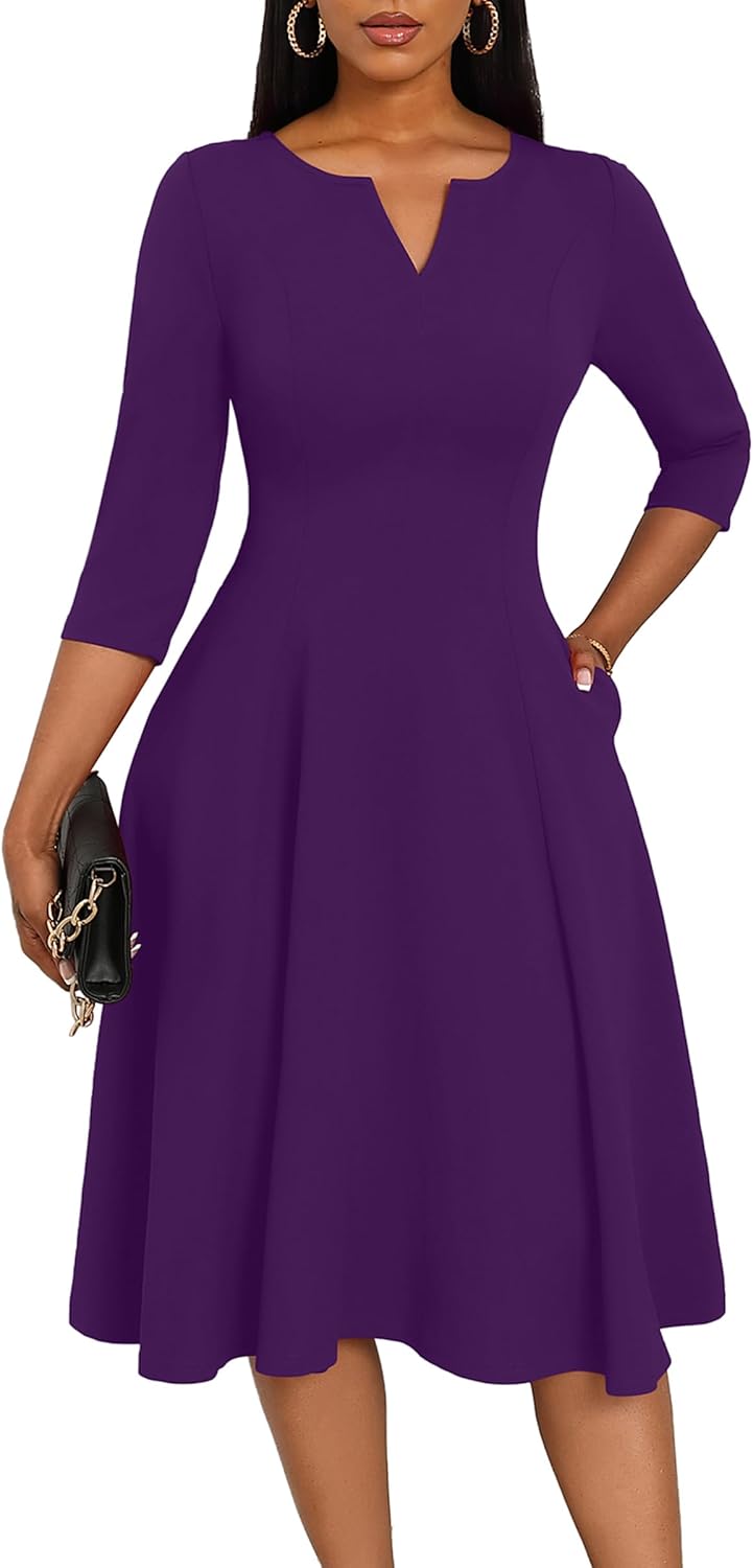 Nmoder Midi Dresses for Women A-Line Fit and Flare Style