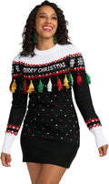 Women's Sequin Snowfall Sweater Dress - Flattering Festive Fit
