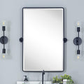 Farmhouse Pivot Rectangle Bathroom Mirror Black Metal Framed Tilting