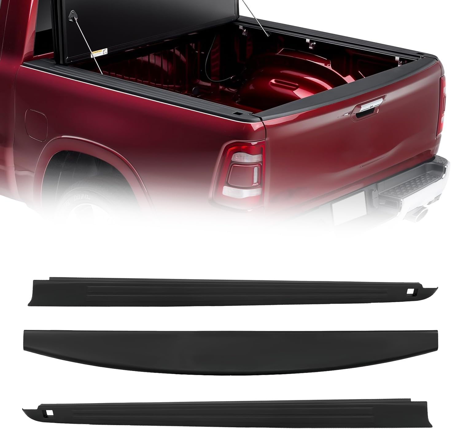 KARPAL Truck Bed Rail Cap Tailgate Protector for Dodge Ram 1500