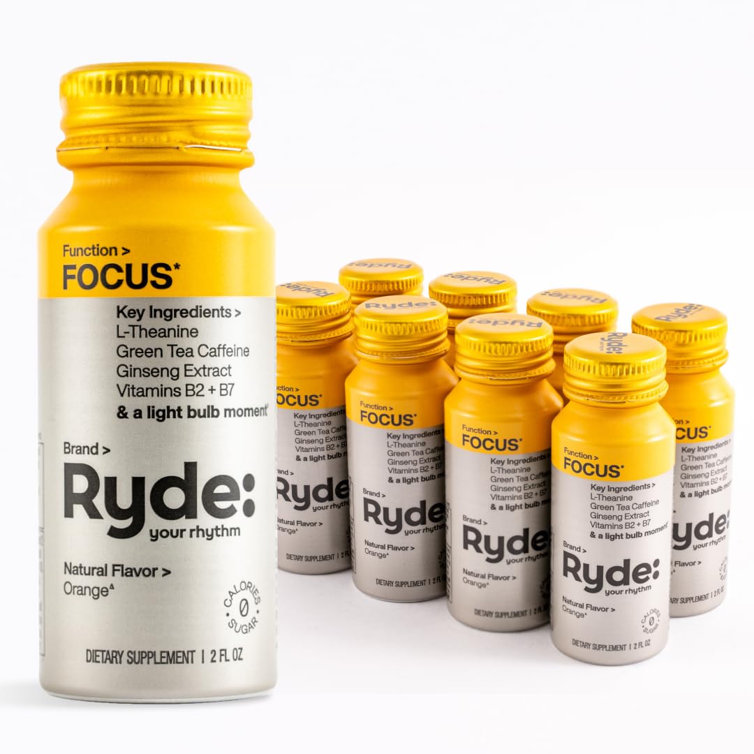 Ryde Focus Shot: Orange Flavor with L-Theanine & Ginseng