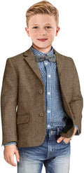 Boys Blazer Retro Herringbone Sport Coat - Classic Tweed Jacket chest