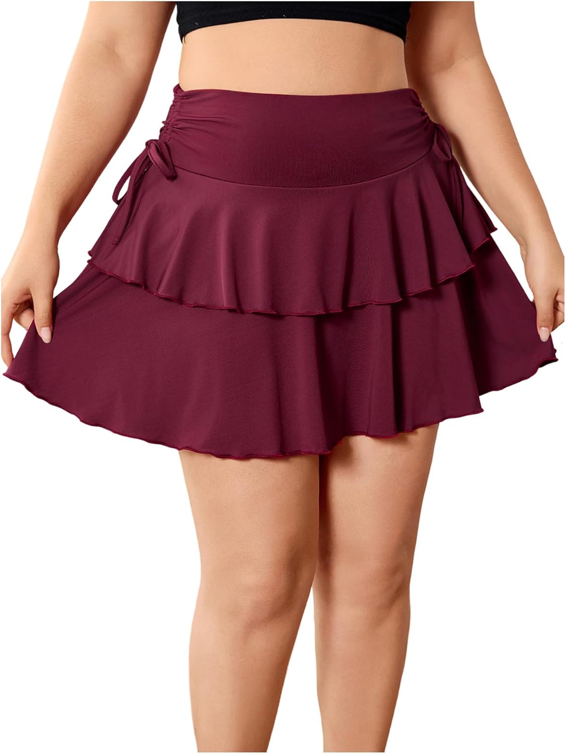 OYOANGLE Women's Plus Size High Waisted Bow Knot Skorts