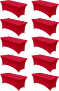 Utopia Kitchen Spandex Tablecloth 10 Pack 6FT Red - Fitted Stretch