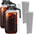 Cold Brew Coffee Maker 64 oz (2 Pack) - Thick Glass Jars for Iced